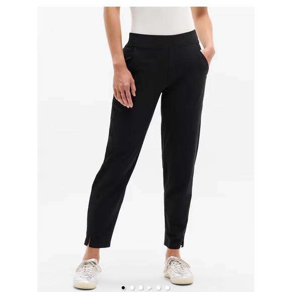 Athleta Pants - Athleta Brooklyn Ankle Pants Black Ribbed‎ Waist Travel Hike lightweight 10 NWOT